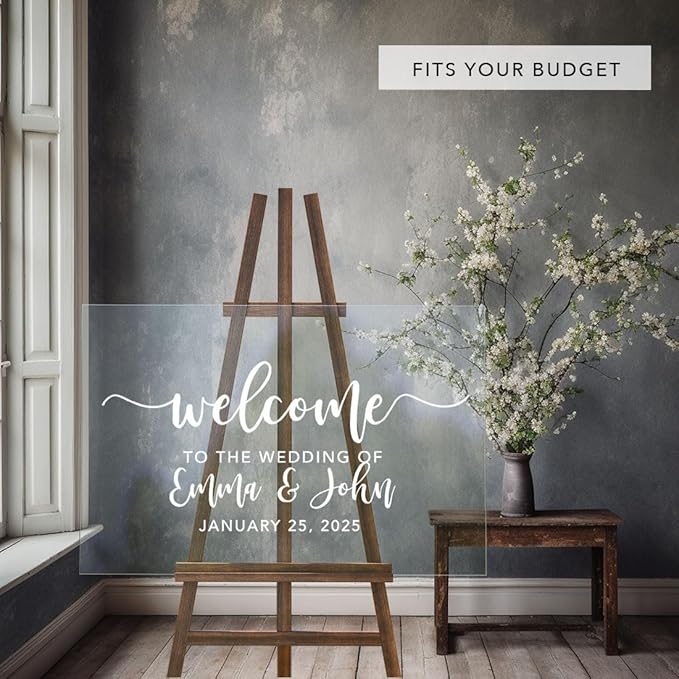 Andaz Press Custom Large Wedding Acrylic Sign, 16 X 24 Inches, Script Welcome - Image 3
