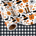LeZakaa Halloween Wrapping Paper, Cute Pumpkin Witch Bat Candy Print, Buffalo by LeZakaa