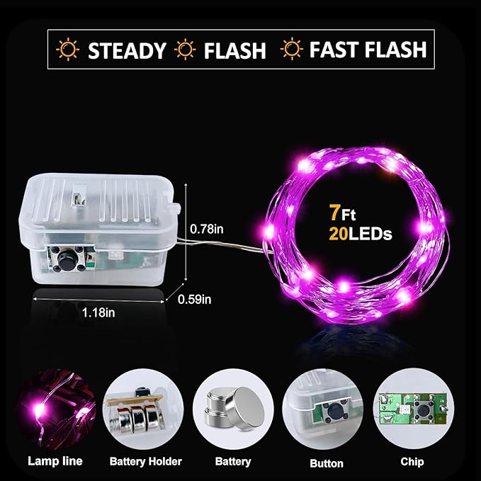 Aogist Led Fairy Lights 3 Modes Battery Operated String Lights Waterproof - Image 4