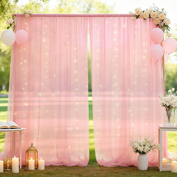 10×10ft Tulle Backdrop Curtains by Ledido