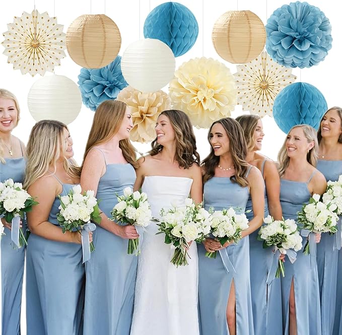 Light-Dusty Blue Beige-Champagne Boho Party-Decorations - Image 7