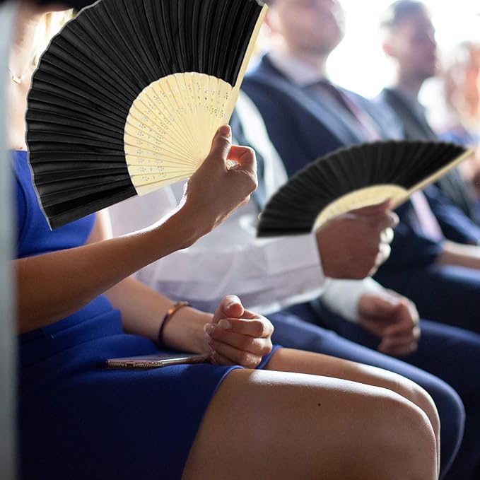 Aneco 18 Piece Black Handheld Fans - Image 6