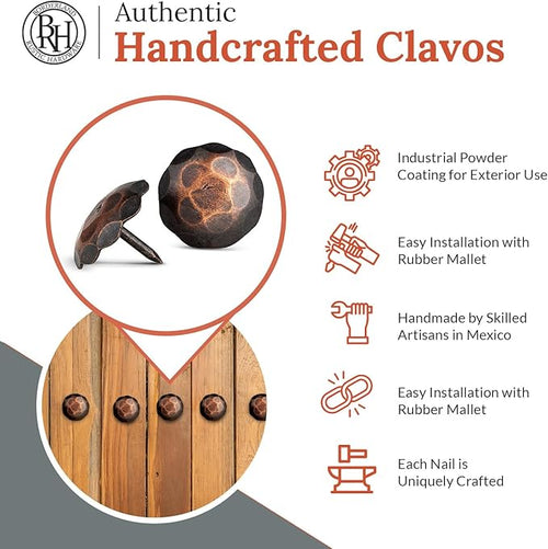 10 Pack 1.25" Round Head Iron Clavos Decorative Nails – Oil Rubbed Bronze – - Image 2