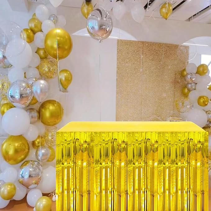 Gold Streamers Party Decorations, 2 Packs Gold Table Skirts Metallic Foil - Image 5