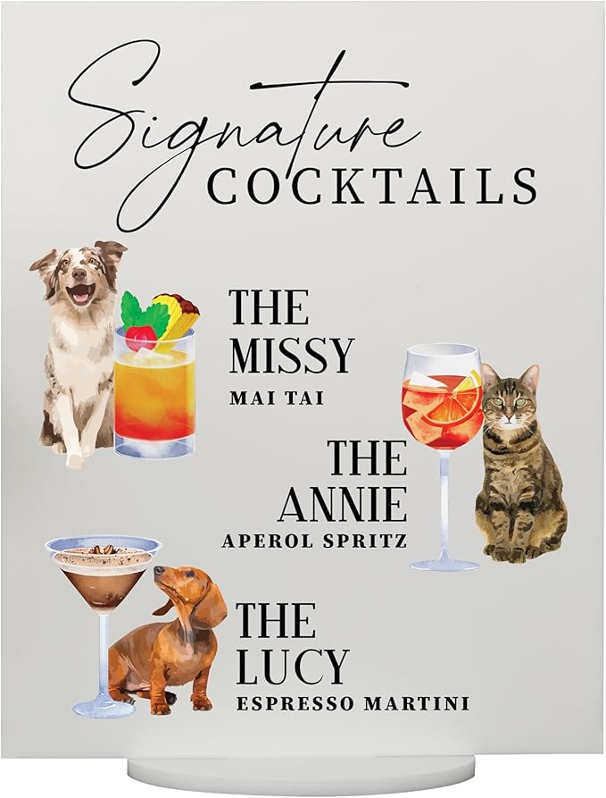 Pet Signature Drink Wedding Signs by Elation+Factory+Co.