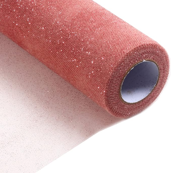 Sparkling Tulle Rolls, 15” by 30 Yards Glitter Tulle Spool Ribbon Fabric by ICOSHOW