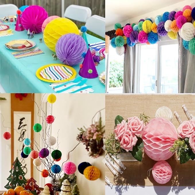 20pcs Honeycomb Flower Balls Party Honeycomb Balls Decoration Paper Flower - Image 4