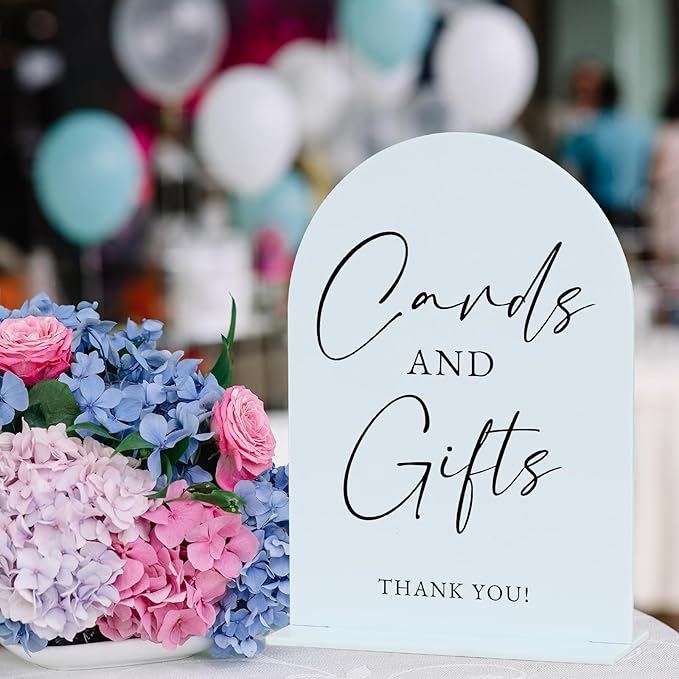 White Arch Acrylic Wedding Sign- 5"x7" Cards and Gifts Sign and Base, 1/8" - Image 6