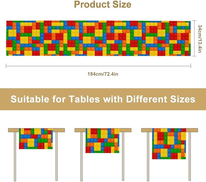Building Blocks Table Runner Funny Celebration Party Birthday Party - Image 3