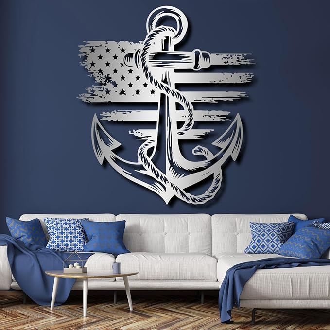 lunwall Metal Anchor Wall Decor, Anchor Metal Sign, Metal Anchor Decor by LunwallArtDecor