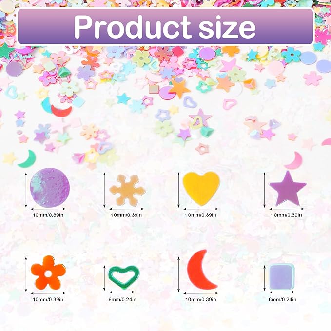 Multicolor Manicure Glitter Confetti 3.6oz/100g, Mixed Shapes Size 2-10mm - Image 2