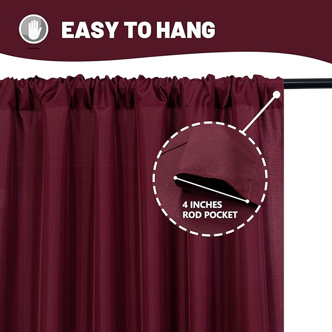 MYSKY HOME Burgundy Backdrop Curtains - Image 5