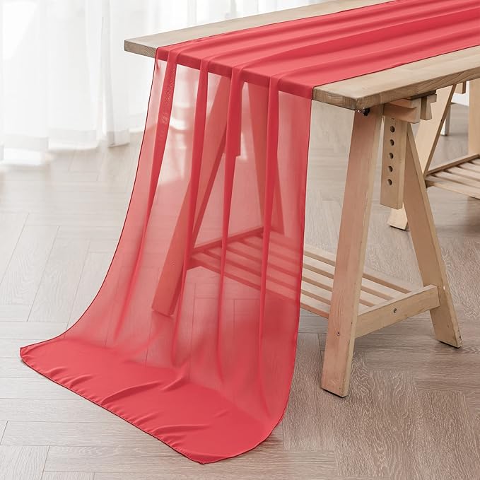 12Pack 9ft Chiffon Table Runner 14x108 Inch Sheer Romantic Table Runner by flohar