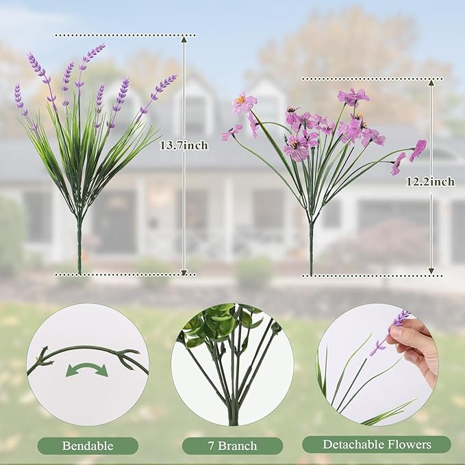 Artificial Flowers for Outdoors 24 Bundles, UV Resistant Colorful Fake Silk - Image 4
