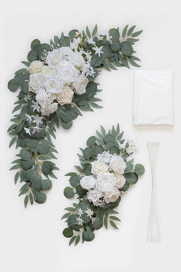 White Artificial Wedding Arch Flowers Kit - Image 3