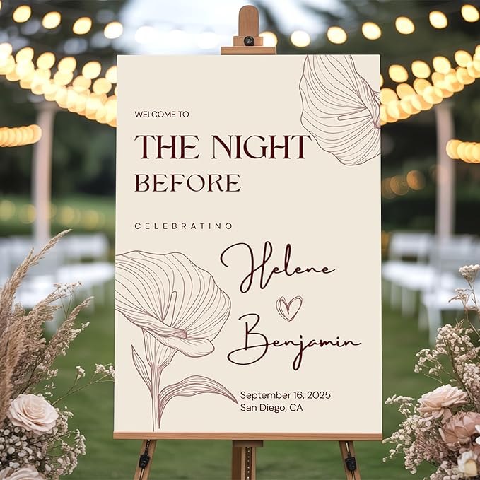 Custom Bride & Groom Wedding Welcome Sign, Personalized Welcome to The Night by GiantBigHands