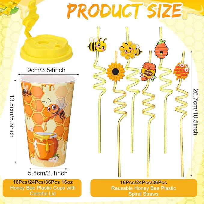 Yungyan 16 Sets Honey Bee Party Favors Goodie Cups - Image 2