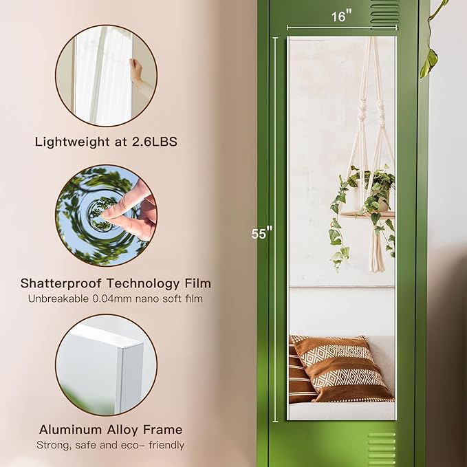 55"x16" Magnetic Mirror Lightweight Full-Length Mirror | Strong Adhesion - Image 6