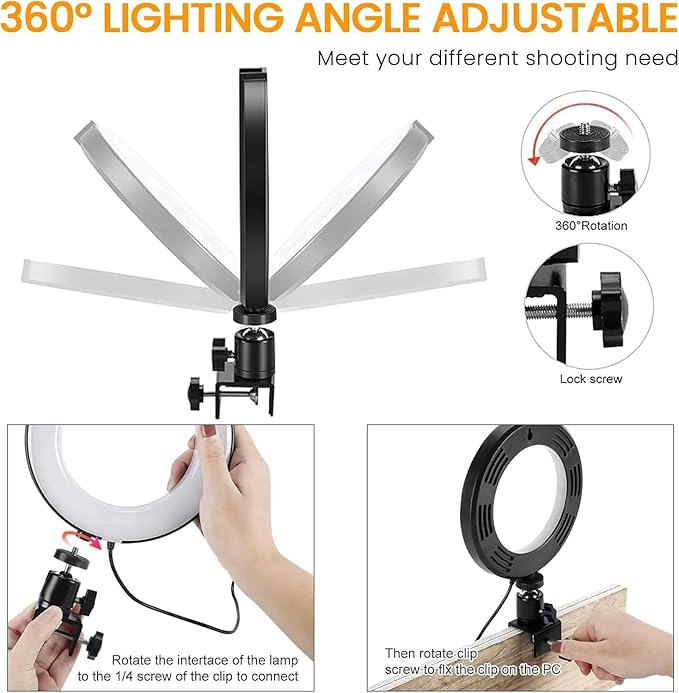 Video Conference Lighting Kit, Ring Light Clip on Laptop Monitor - Image 7