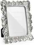 Silver 5x7 Picture Frame, Vintage Silver Palm Leaves Textured Hand-Crafted Resin by Cuspin