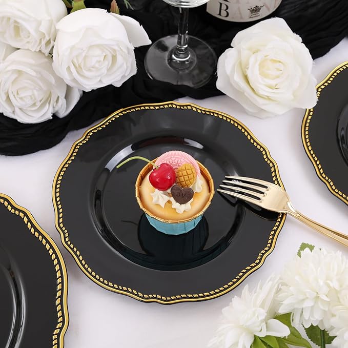 Hioasis 60pcs Black Plastic Plates - Image 3