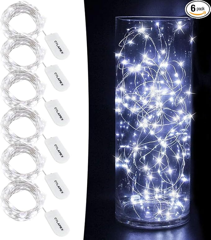 CYLAPEX 6 Pack Cool White Fairy String Lights Battery Operated Fairy Lights by CYLAPEX