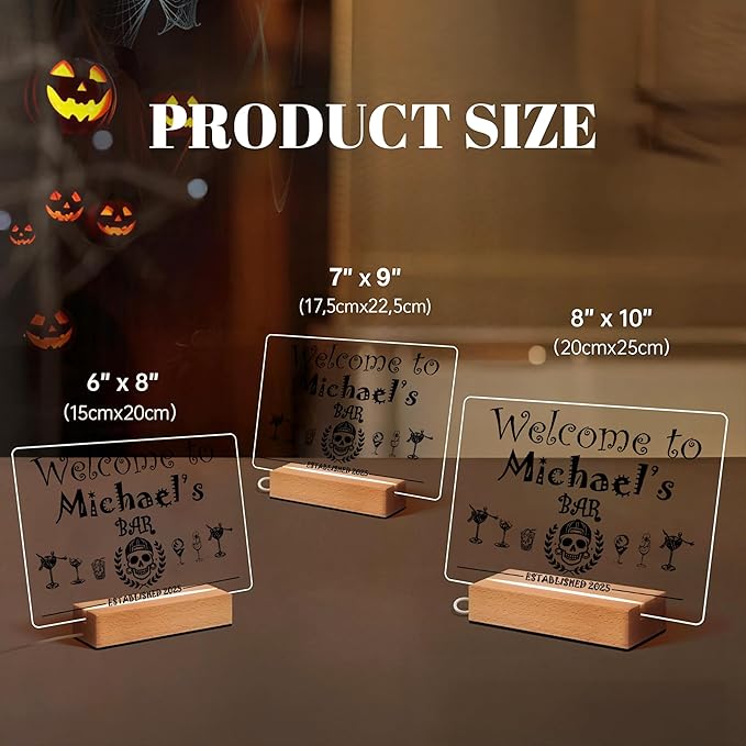 Personalized Bar Gifts for HOME BAR, Custom Name Date Acrylic Light Up Signs - Image 6
