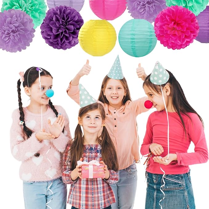 Hot-Pink Purple-Teal Yellow Paper-Flowers Lanterns - Image 5