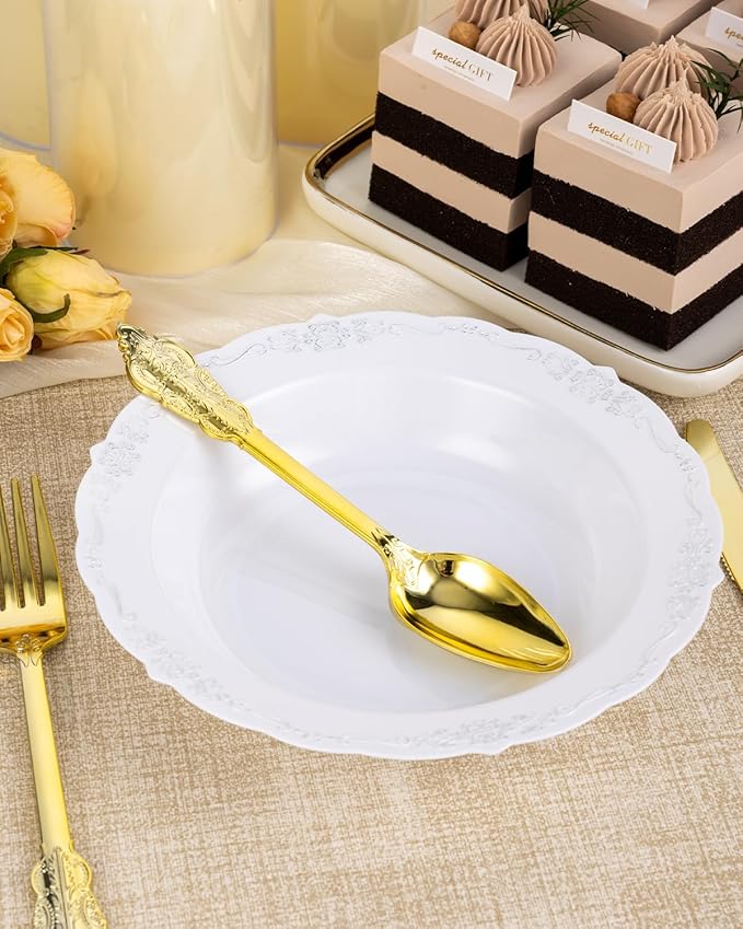 50 Pack White Plastic Bowls - Image 5