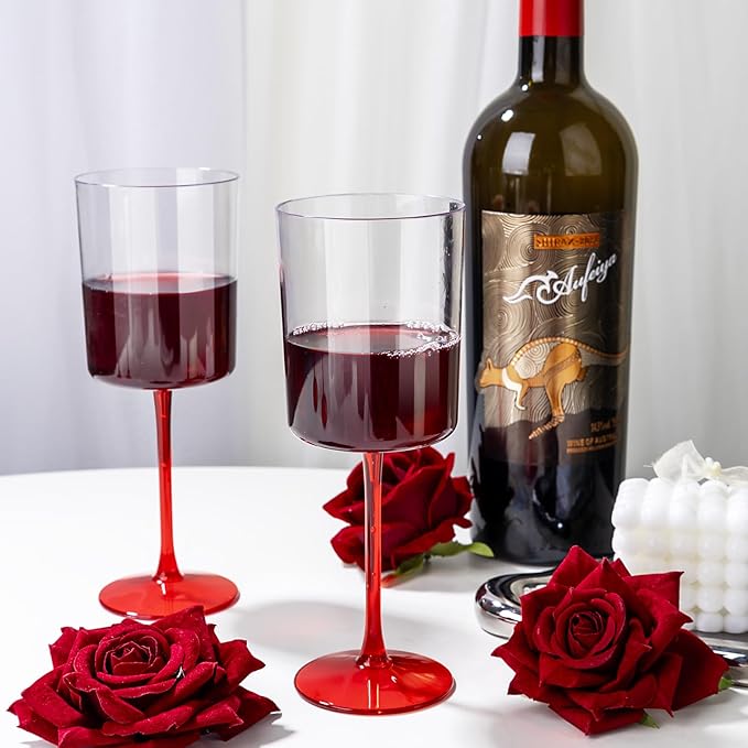Ciaell 12 Pack 10 Oz Clear Plastic Wine Glasses - Image 2