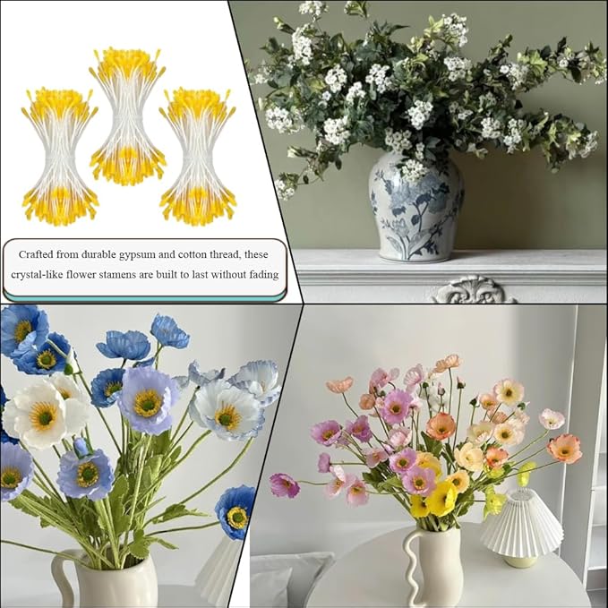 HAHIYO 700Pcs 2mm Yellow Double-Head Flower Stamen - Image 6