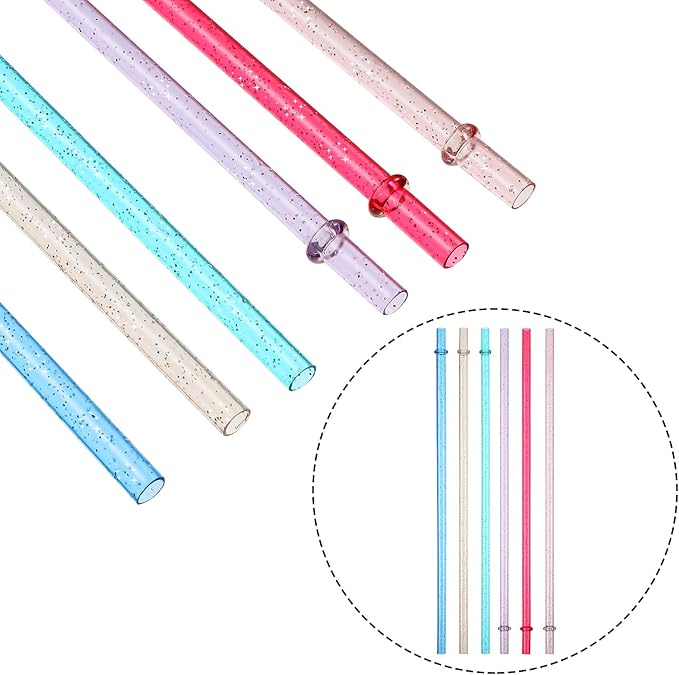 48 Pcs Plastic Straws with Team Bride Flags Reusable Glitter Drinking Straw - Image 2