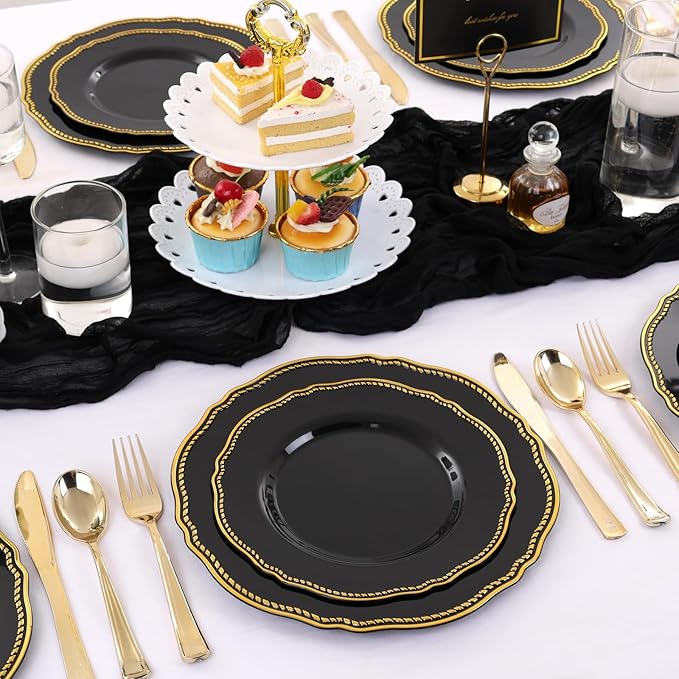 Hioasis 60pcs Balck Plastic Plates - Image 4