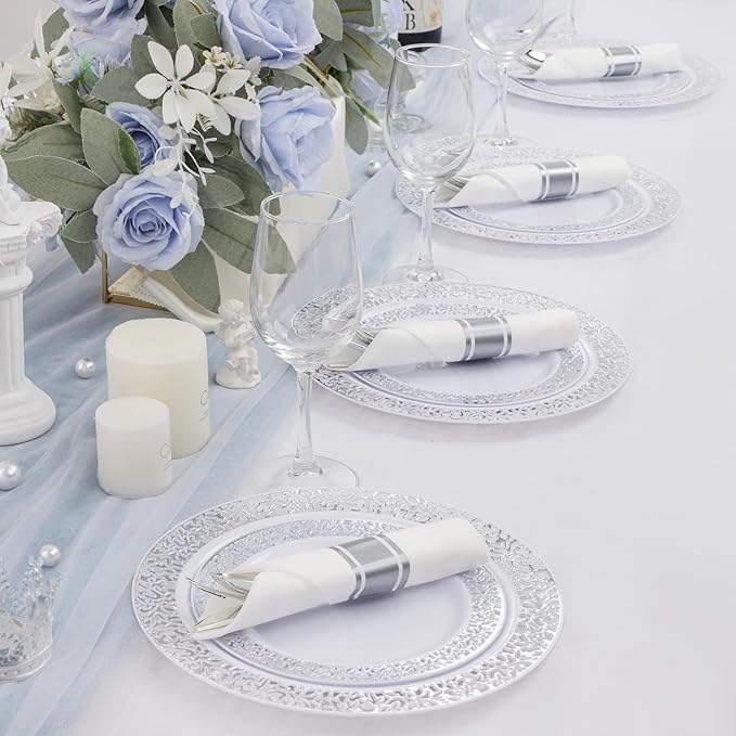 Supernal 60 Pack Pre-Rolled Silver Plastic Cutlery Heavy Duty Wrapped - Image 7