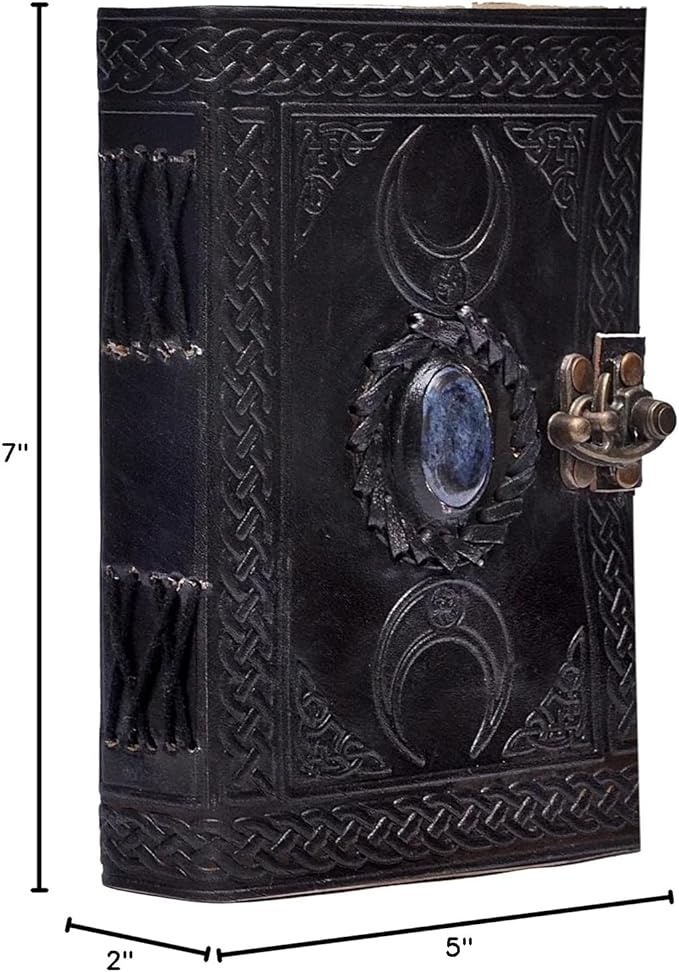 3 Moon Blue Lapiz Embossed Vintage Leather Journal | 240 Pages of Antique - Image 10