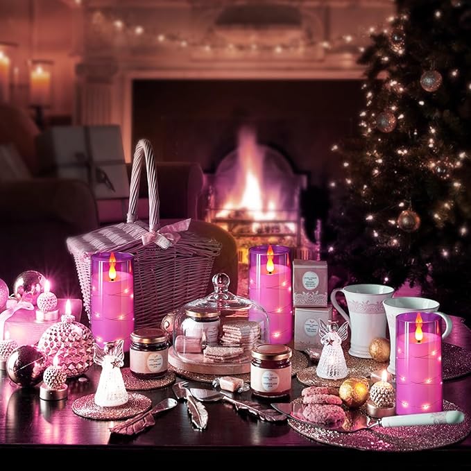 NURADA Flickering Flameless Candles: Built-in Star String Lights 3D Wick - Image 5