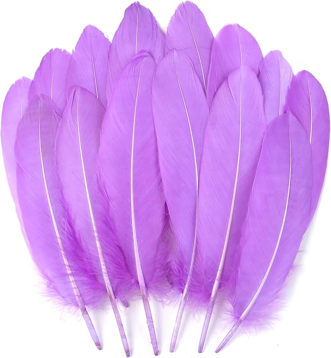 THARAHT 120pcs Lignt Purple Natrual Goose Feathers Natural Bulk 6-8 inch 15-20cm by THARAHT