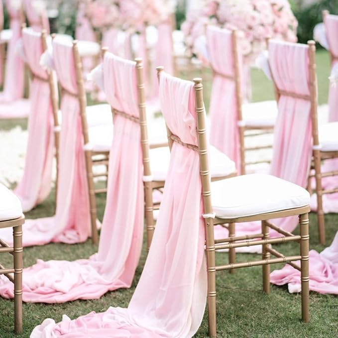 VOK Pink Wedding Arch Draping Fabric Chiffon Curtains, 29in x 18Ft Sheer - Image 5