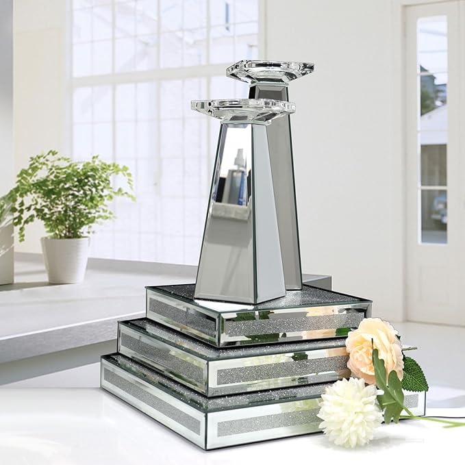 GIMORRTO Mirror Display Riser 3 PC, Glam Accent Table Display Platform - Image 3