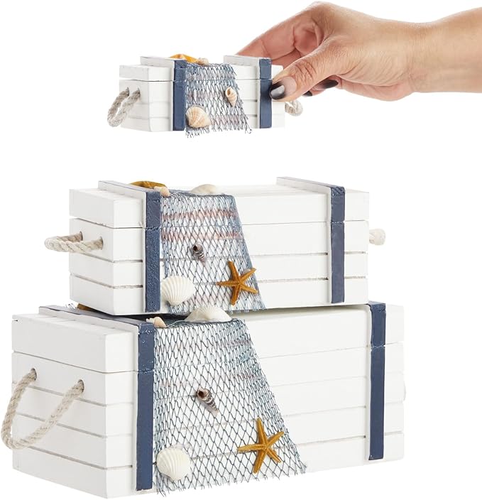 Juvale Nautical Wooden Jewelry Box Set - Image 5