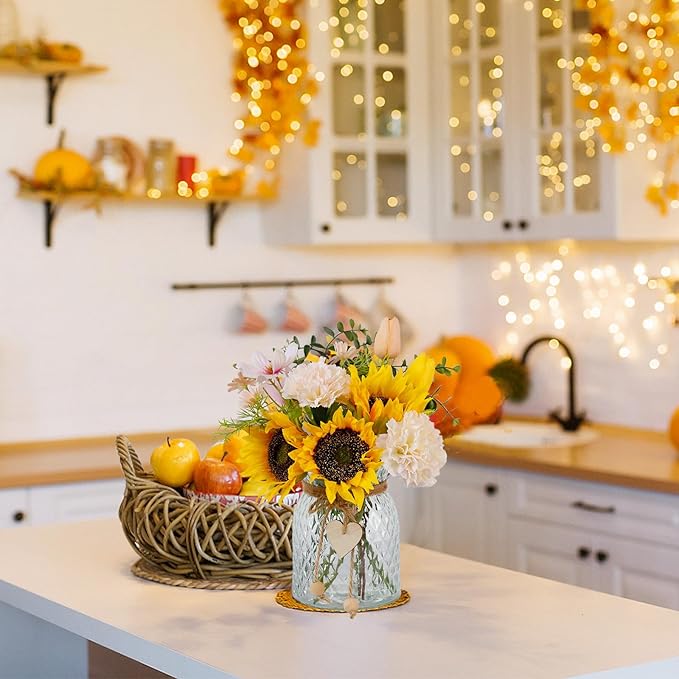 Fake Flowers in Vase, Artificial Sunflower Bouquets in Vase - Image 7