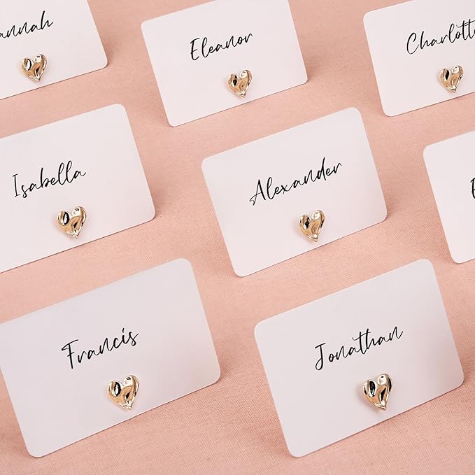 UNIQOOO 24Pcs Decorative Gold Love Heart Place Card Holders Bulk, Romantic Name - Image 5