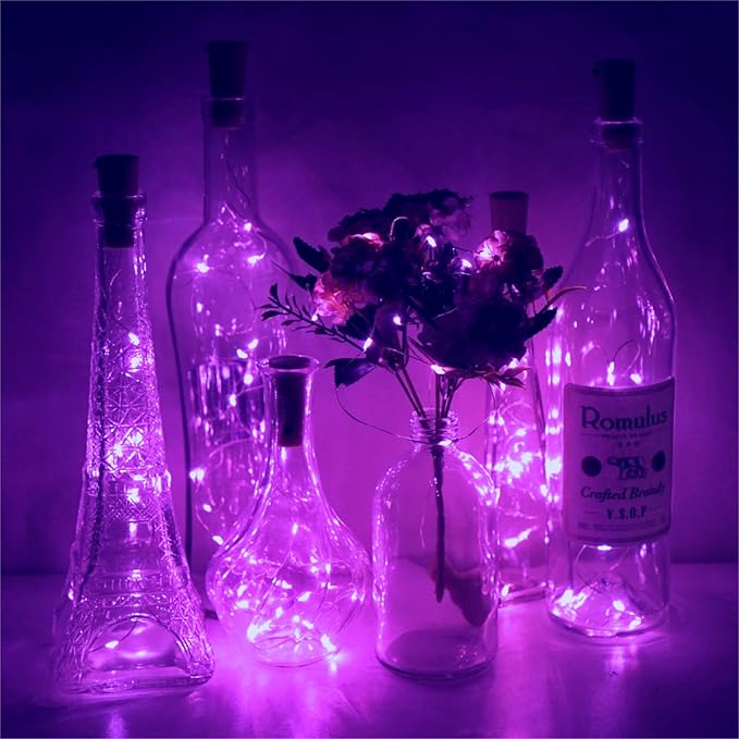Wine Bottle Lights with Cork, Battery Operated 20 LED Cork Shape Silver Wire - Image 5