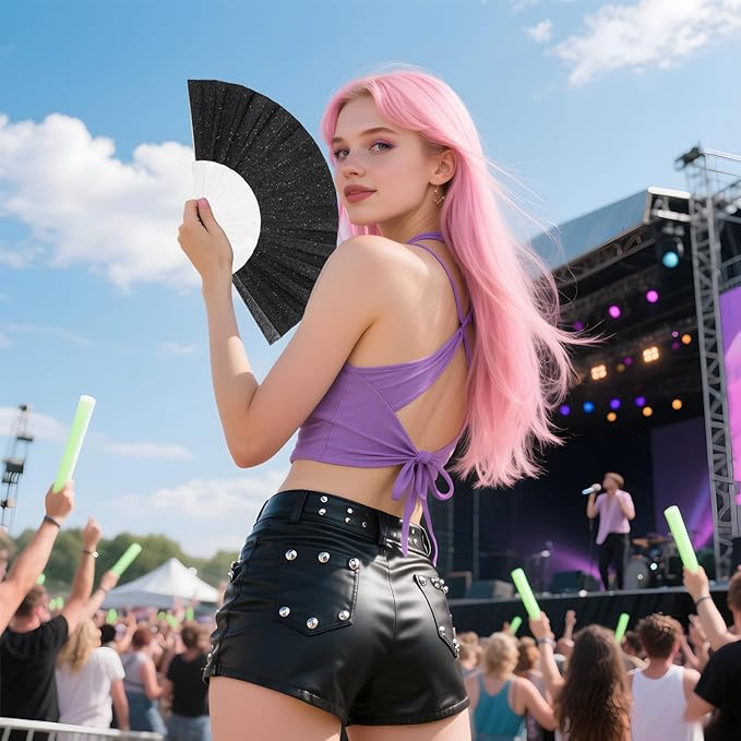12 Pack Handheld Fan, Folding Hand Glitter fan - Image 4