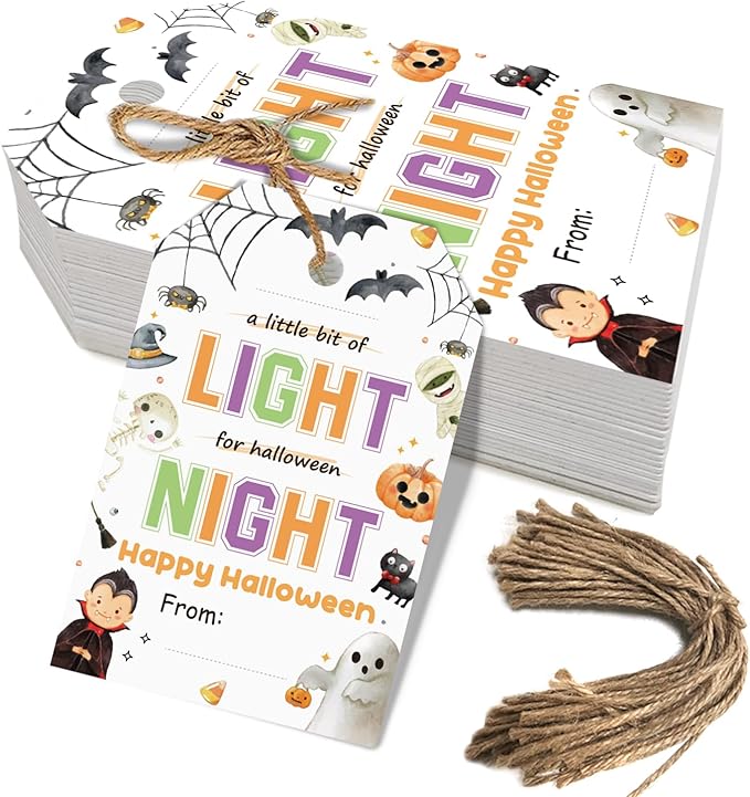 50pcs Halloween Glow Stick Holder Tags, A Little Bit of Light by Aukolass