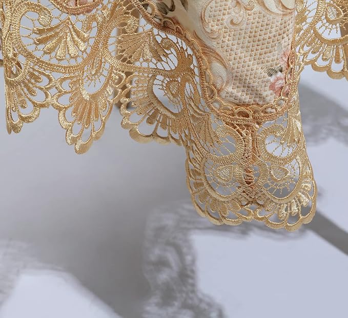 vctops Damask Lace Patchwork Tablecloth Luxury Square Small Table Cover Elegant - Image 4