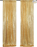 Poise3EHome Gold Sequin Backdrop Curtain 2 Panels 2ft x 8ft Gold Sequin Backdrop by Poise3EHome