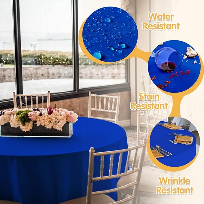 BRILLMAX 6 Pack Royal Blue Round Tablecloths 108 Inch - Image 3