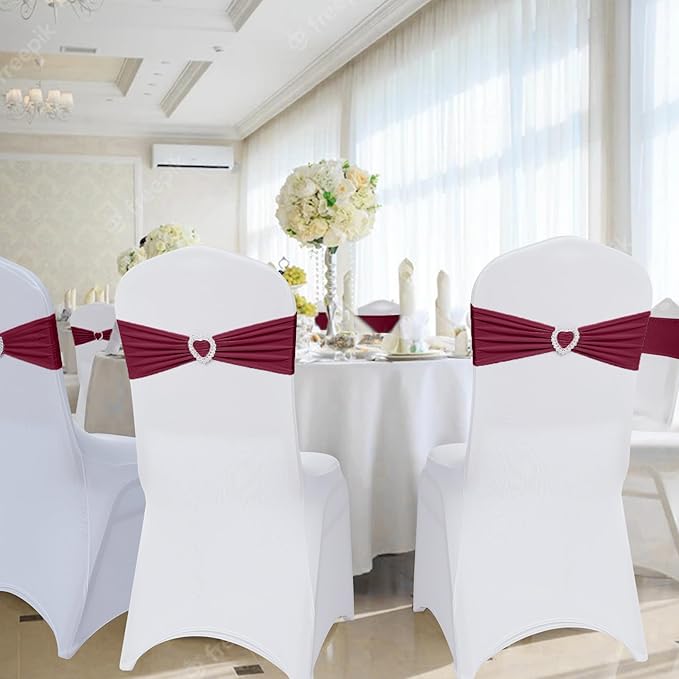 Howhic Pack of 120 Spandex Chair Sashes Bows Stretch Chair Cover Band - Image 5