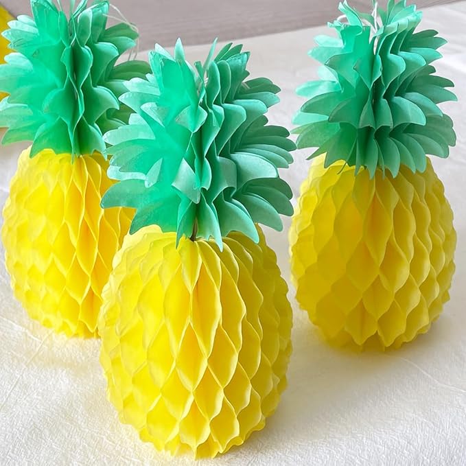 14inch Paper Pineapple Honeycomb Decorations 8pcs Tissue Party Pineapple - Image 3